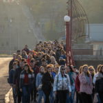 Толпа человек въезжает на территорию морского порта на экскурсию - Украина, Одесса, 09,11,2019