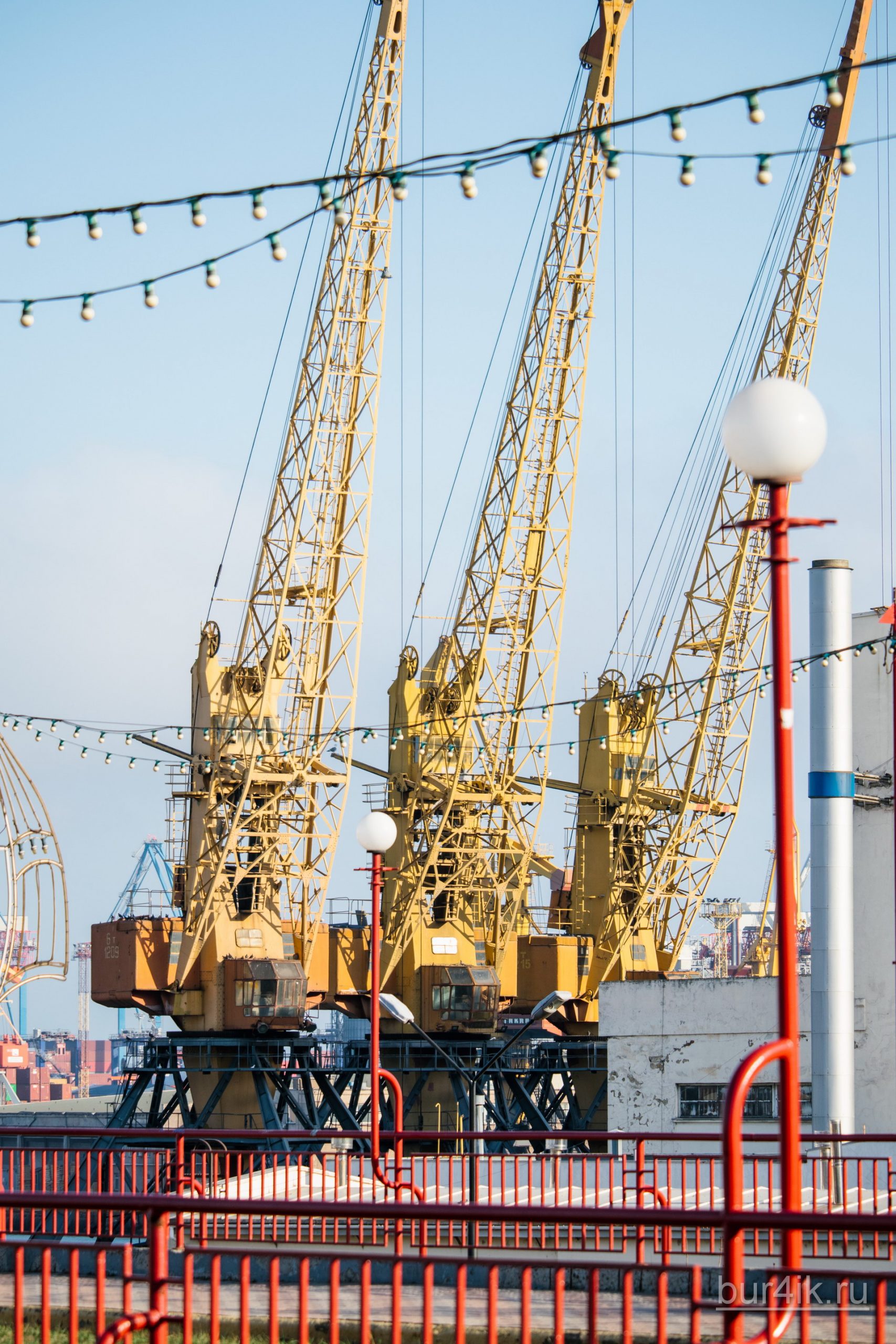 Три крана на причале Одесского морского порта