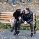 Guy and girl in the park in the fall - Ukraine, Odessa, 11,06,2020