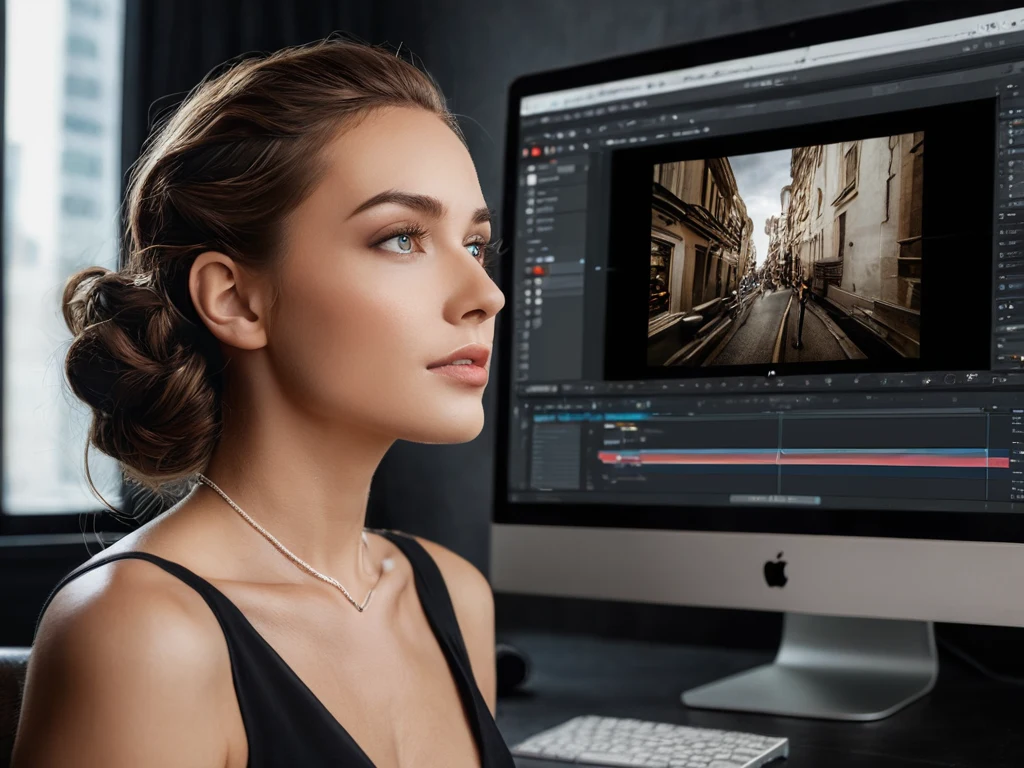 Фотография женщины-фотографа, работающей над обработкой фотографий на компьютере. Идеально для статей о пошаговом создании фотопроекта.