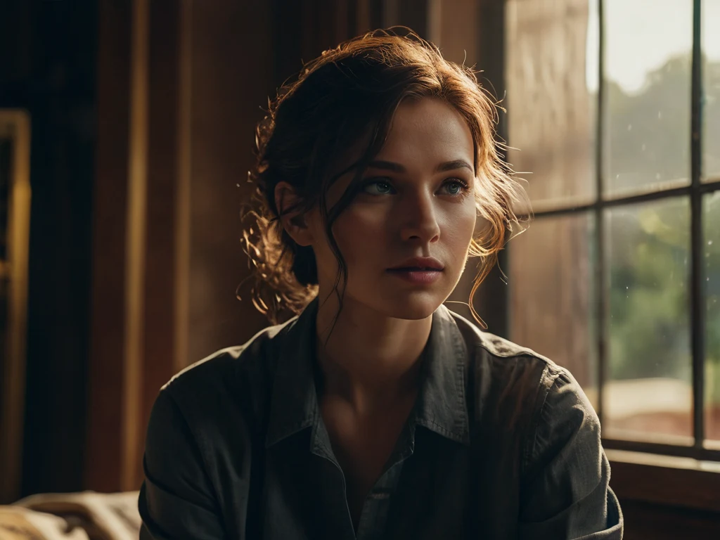 Портрет молодой женщины, смотрящей в окно, с мягким светом, падающим на ее лицо. Подходит для иллюстрации статей о создании серии фотографий с историей.