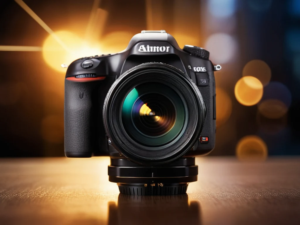 Фотография демонстрирует камеру с объективом, на котором видны блики и отражения света, символизирующие формирование изображения.