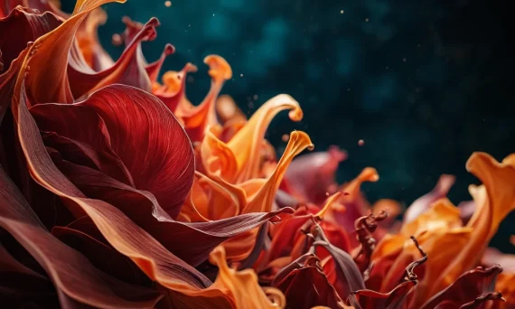 Абстрактная фотография, демонстрирующая динамичные формы и яркие цвета, созданные при смешивании жидкостей. Идеально для иллюстрации текстур и композиции.