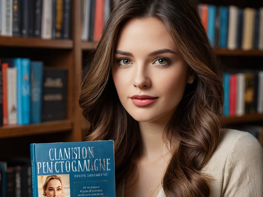 Фотография женщины, держащей свою книгу о фотографии, символизирующая публикацию и продвижение книги.