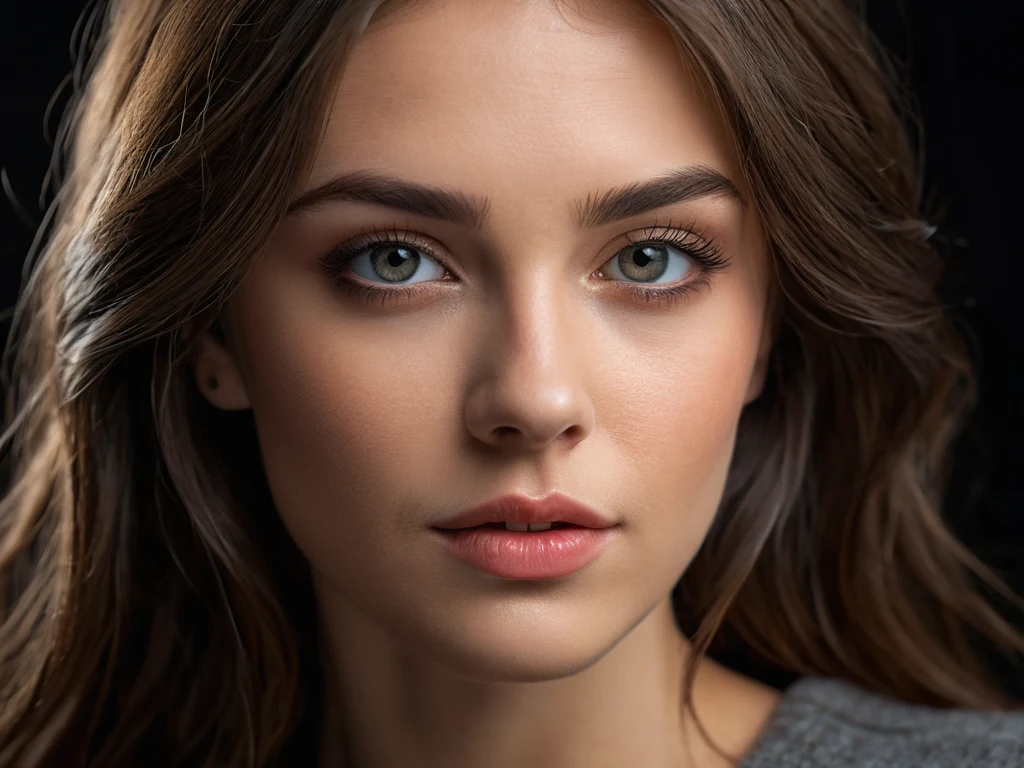 Крупный план портрета девушки, демонстрирующий выразительные глаза и естественную красоту.