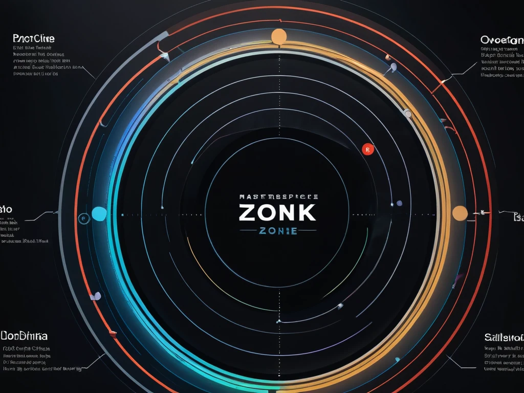 Абстрактная иллюстрация, изображающая круговую диаграмму с различными зонами, обозначенными как 'зоны комфорта' и 'зоны роста', символизирующая развитие в фотографии.