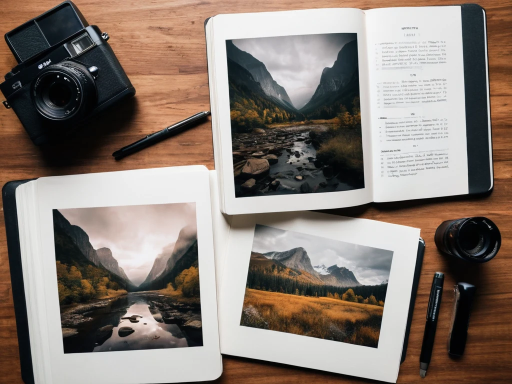 Открытый дневник с фотографиями и рукописными заметками, демонстрирующий интеграцию визуальных и текстовых элементов в процессе наблюдения.