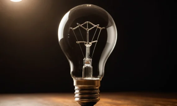 Фотография лампочки накаливания на деревянной поверхности, символизирующая вдохновение и новые идеи для фотографов.