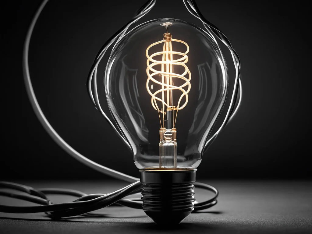 Close-up of a vintage incandescent light bulb, symbolizing a sudden insight and creative idea.