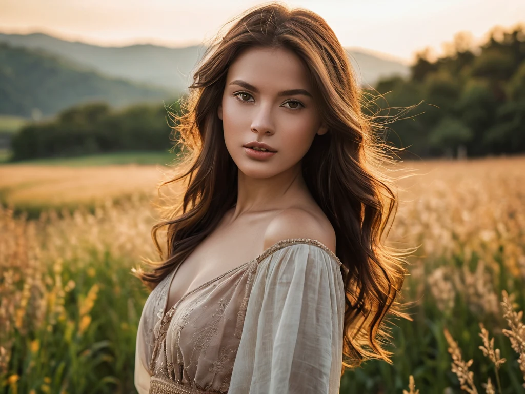 Портрет красивой девушки в поле пшеницы. Фотография демонстрирует возможности обработки фотографий для улучшения качества и настроения.