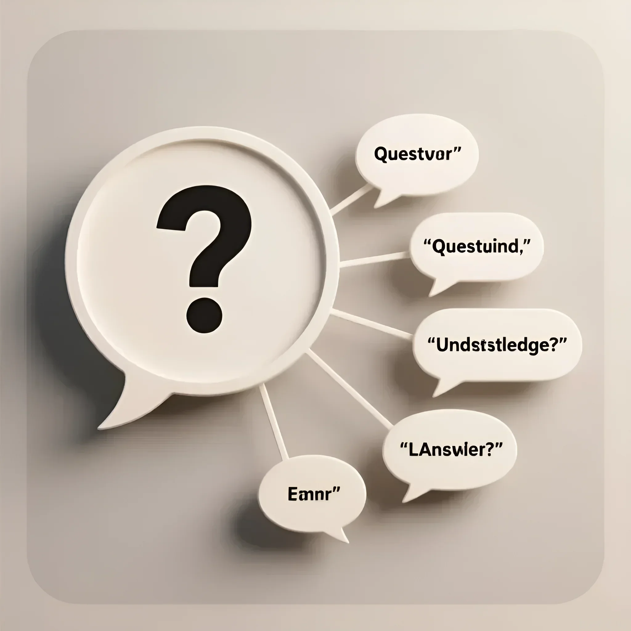 Иллюстрация с вопросительным знаком и репликами, символизирующими поиск личного стиля в модных тенденциях. Концептуальное изображение для статьи.